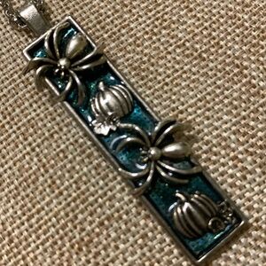 Halloween Spider Pumpkin Handmade Pendent Necklace 24” Chain New